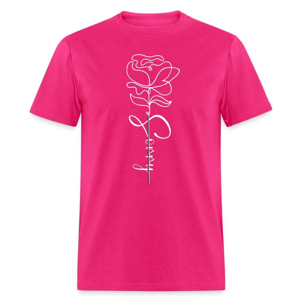 Unisex demure Full Bloom Crew Tee - fuchsia