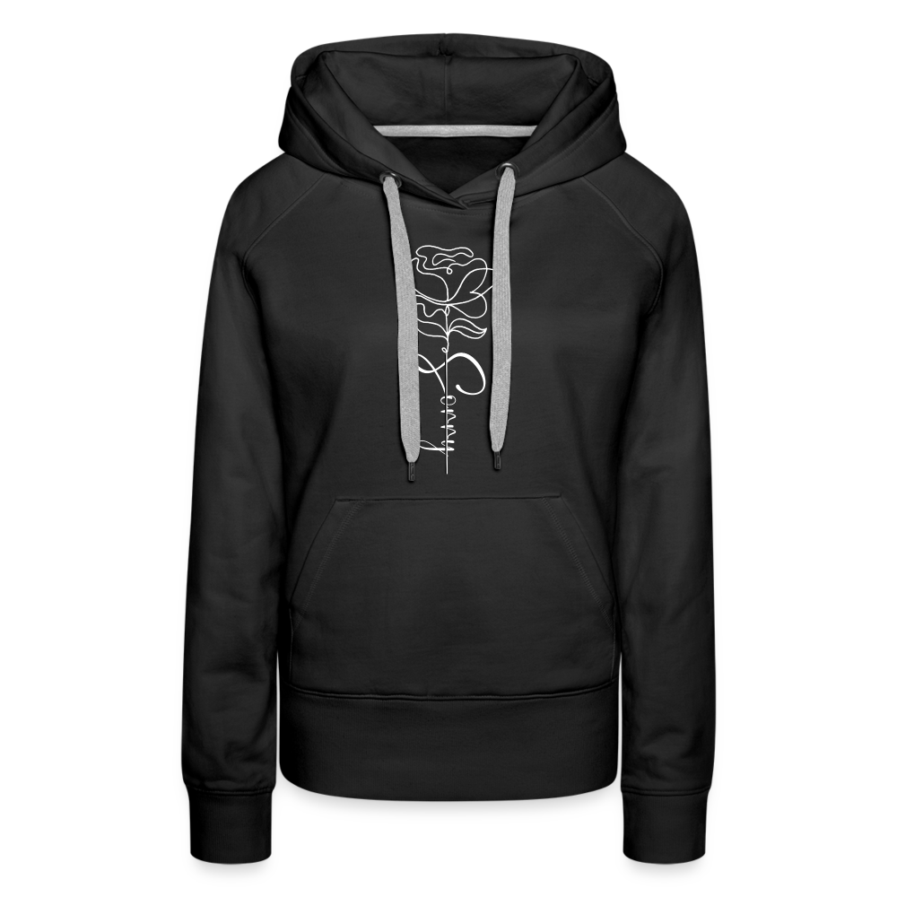 Women's demure Full Bloom Draw String Hoodie - black