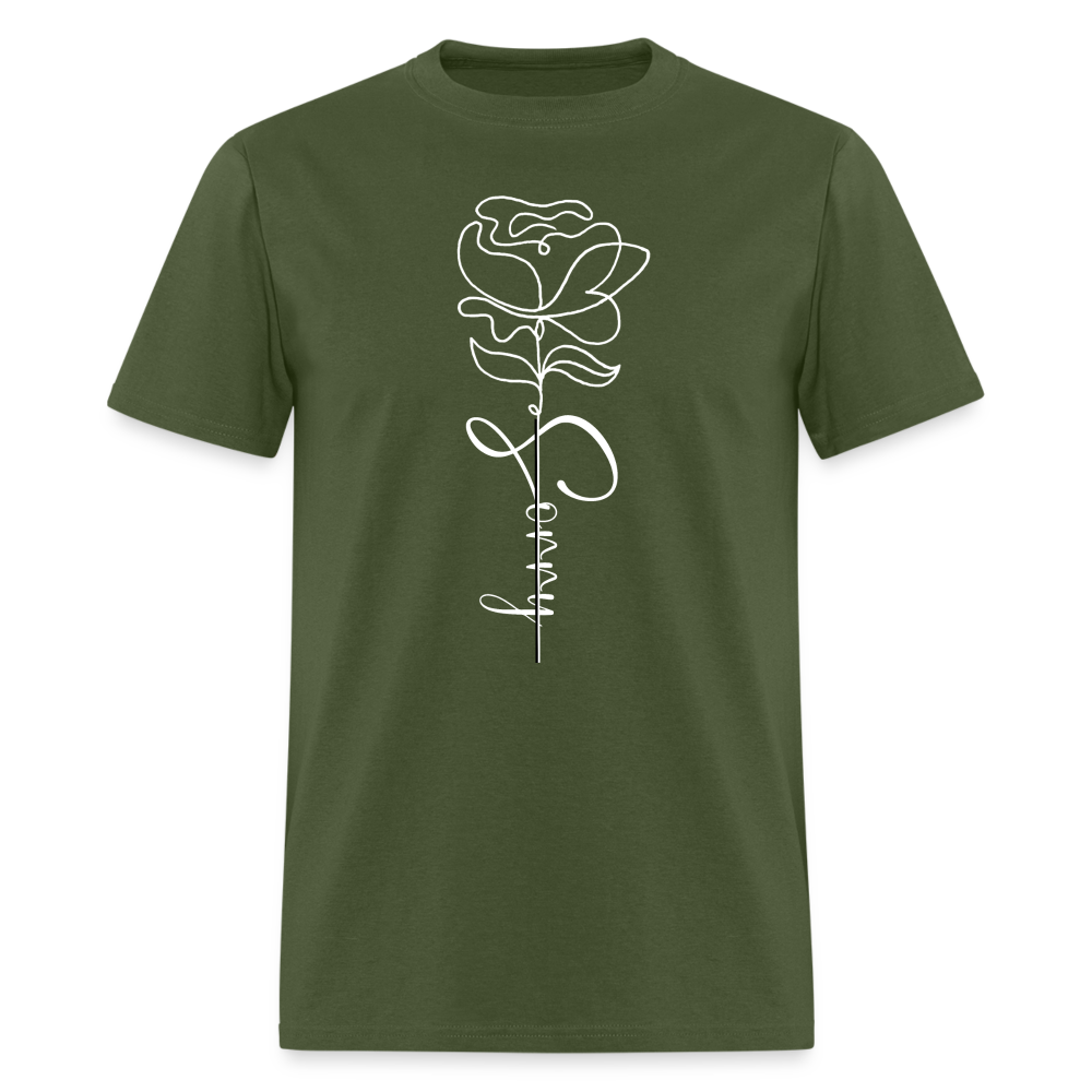 Unisex demure Full Bloom Crew Tee - military green