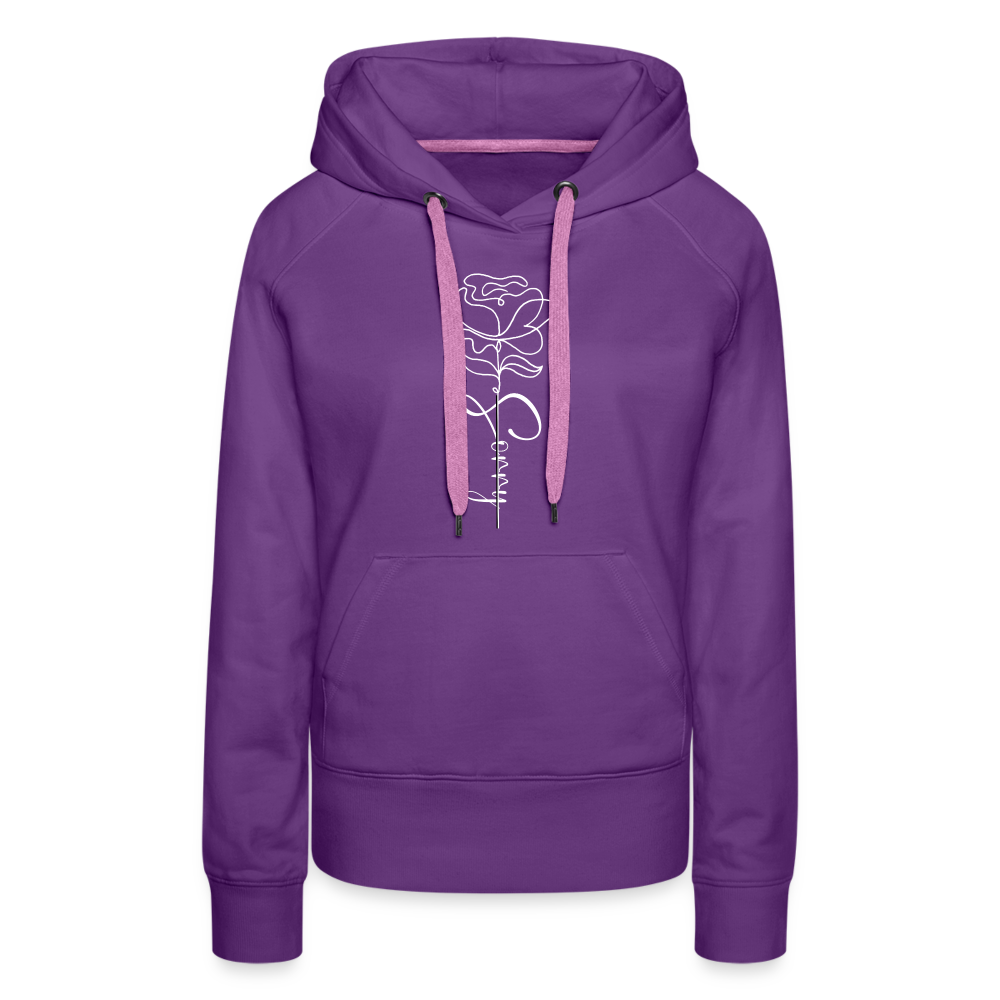 Women's demure Full Bloom Draw String Hoodie - purple