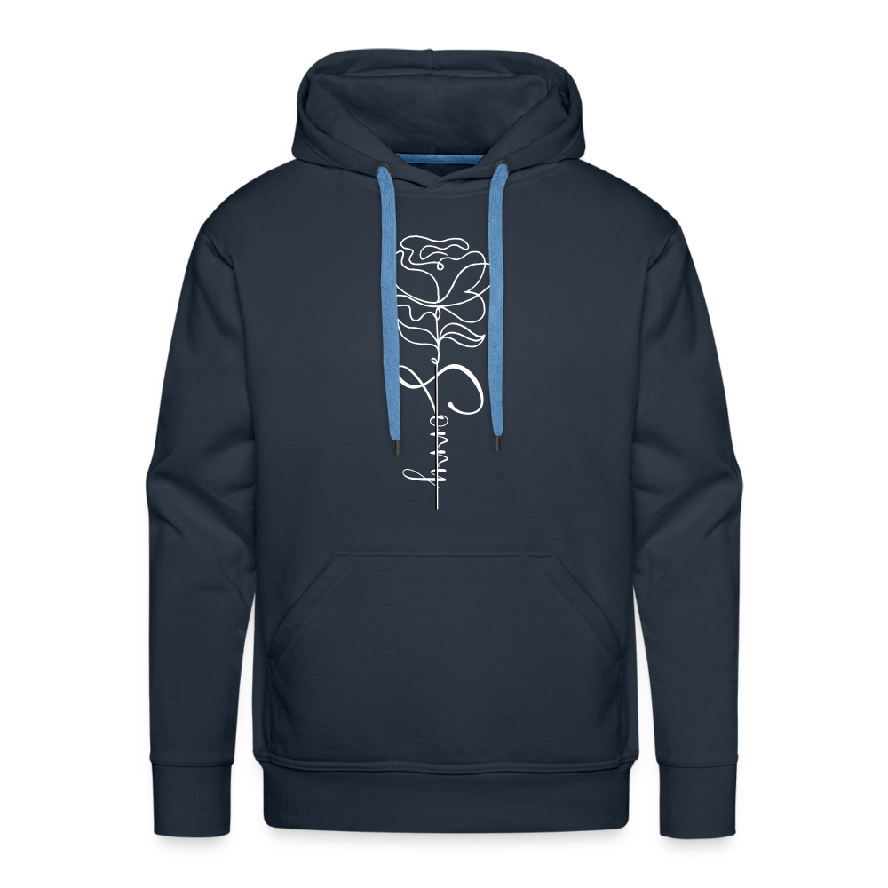 Men's demure Full Bloom Draw String Hoodie - navy