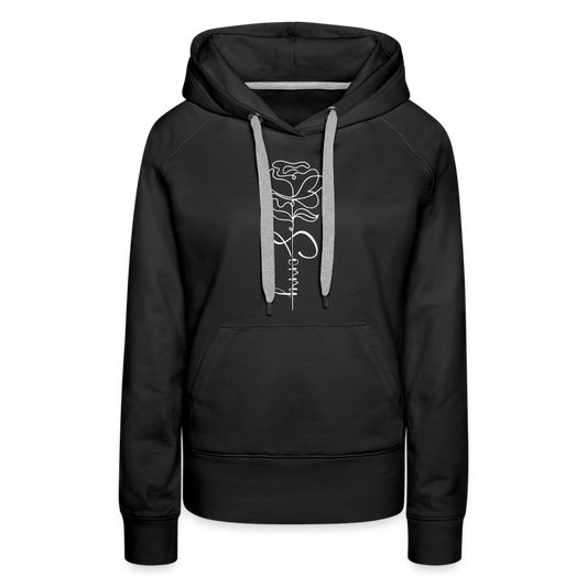 Women's demure Full Bloom Draw String Hoodie - black